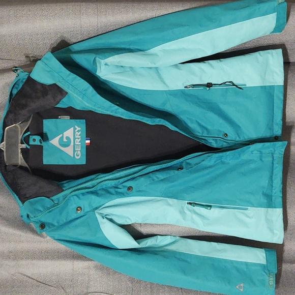 Gerry turquoise color block lined ski jacket shell with detachable hood - XS - Picture 4 of 9